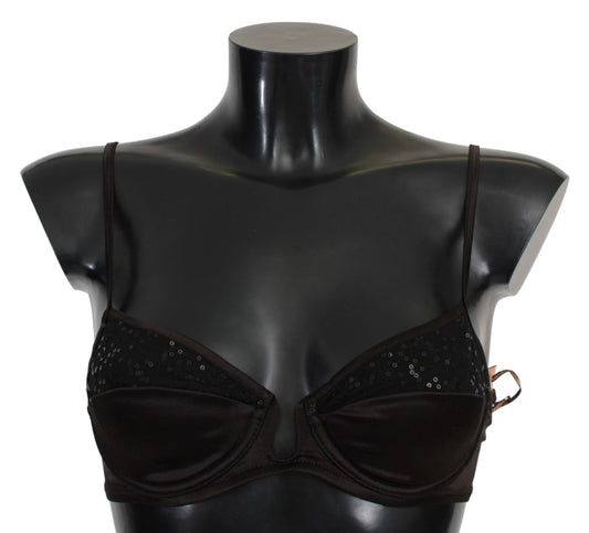 Sous-vêtements Ermanno Scervino : soutien-gorge balconnet en sequins marron.