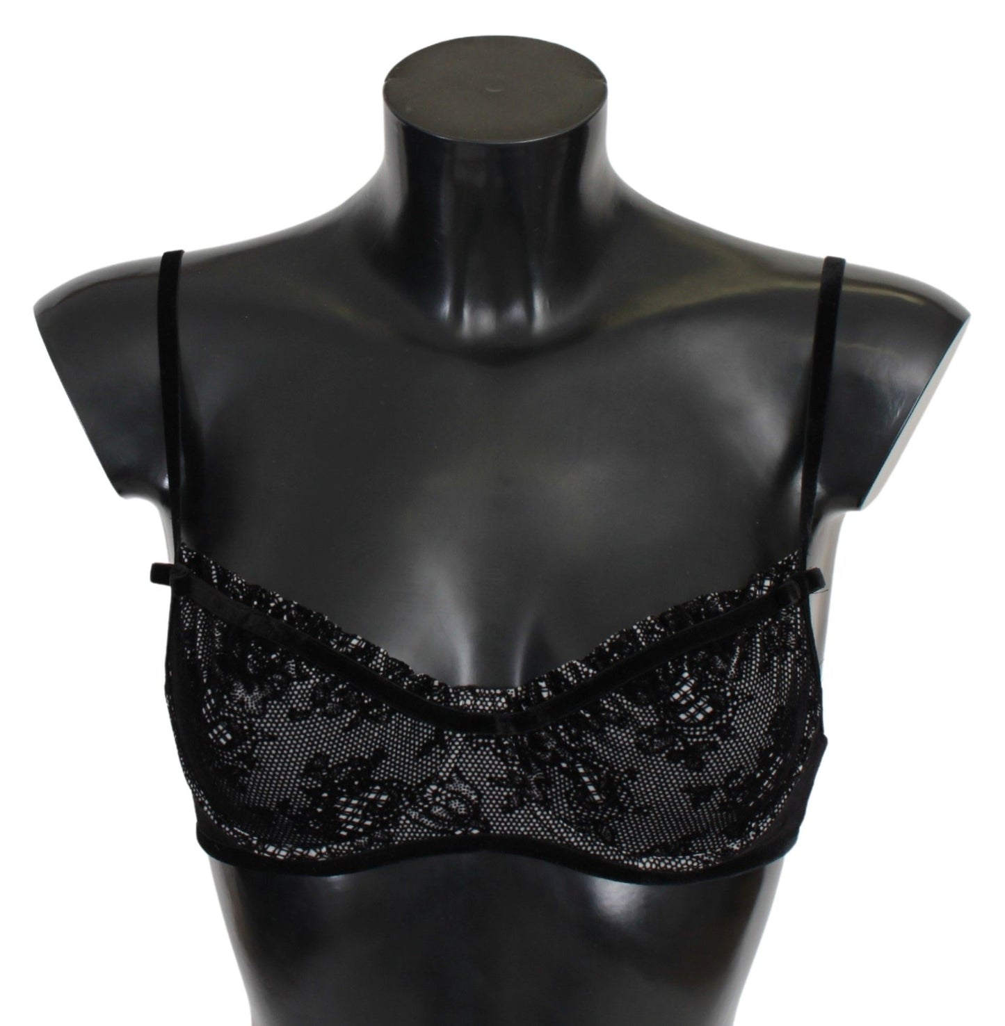 Soutien-gorge balconnet en maille noire Ermanno Scervino, sous-vêtements en nylon.
