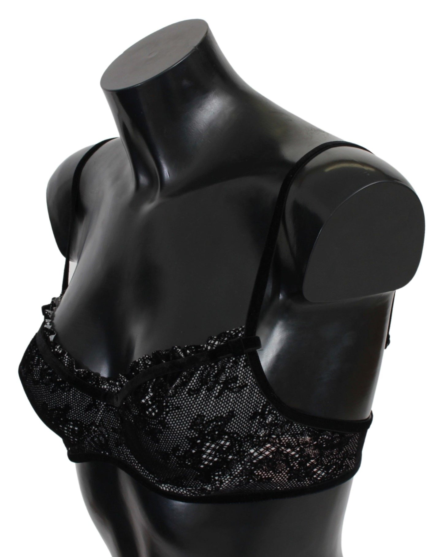 Soutien-gorge balconnet en maille noire Ermanno Scervino, sous-vêtements en nylon.