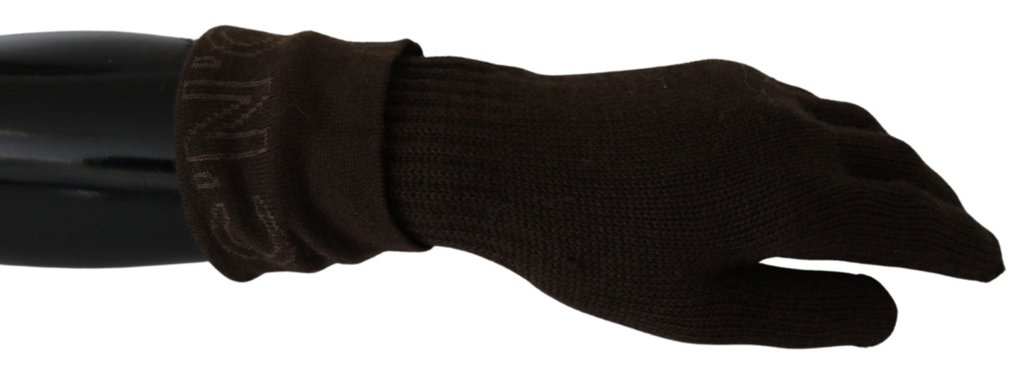 Kostuum Nationaal Bruine Wollen Gebreide Een Maat Polslengte Handschoenen