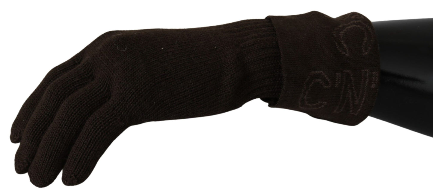 Kostuum Nationaal Bruine Wollen Gebreide Een Maat Polslengte Handschoenen