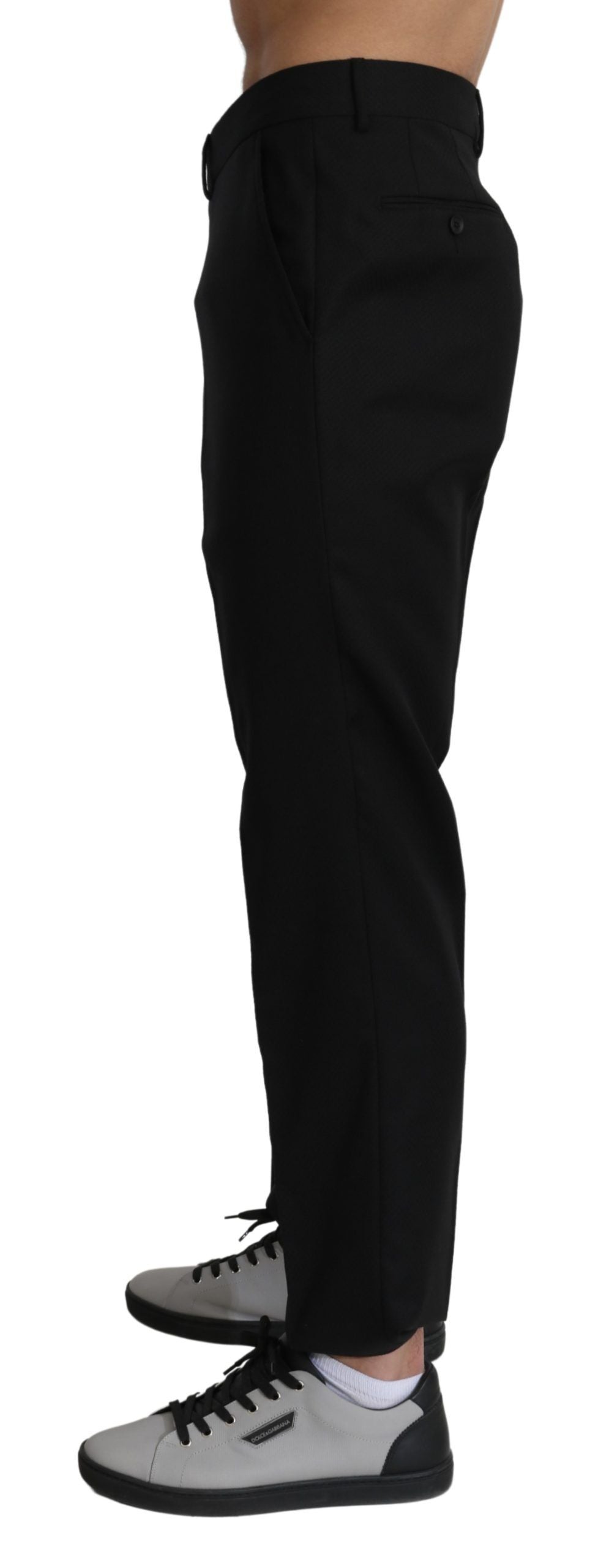 Pantalon tailleur noir en laine et coton Dolce & Gabbana