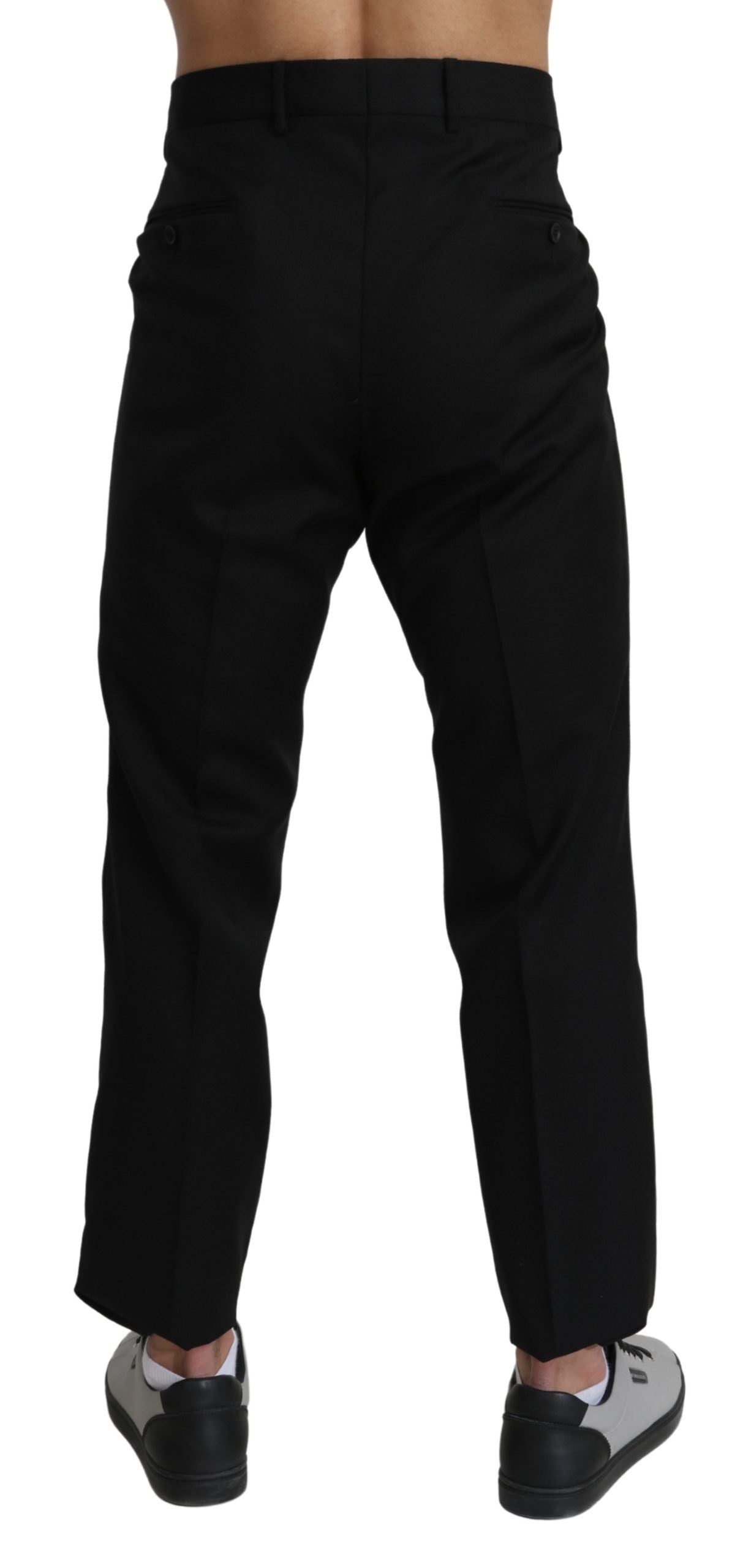 Pantalon tailleur noir en laine et coton Dolce & Gabbana