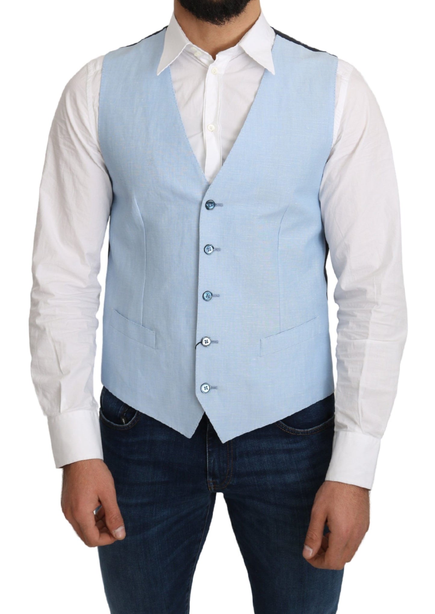 Gilet de costume formel en viscose extensible bleu de Dolce & Gabbana