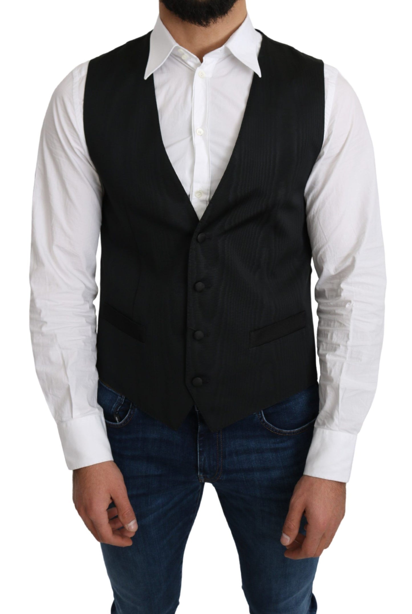 Gilet de costume formel gris en soie 100% de Dolce & Gabbana