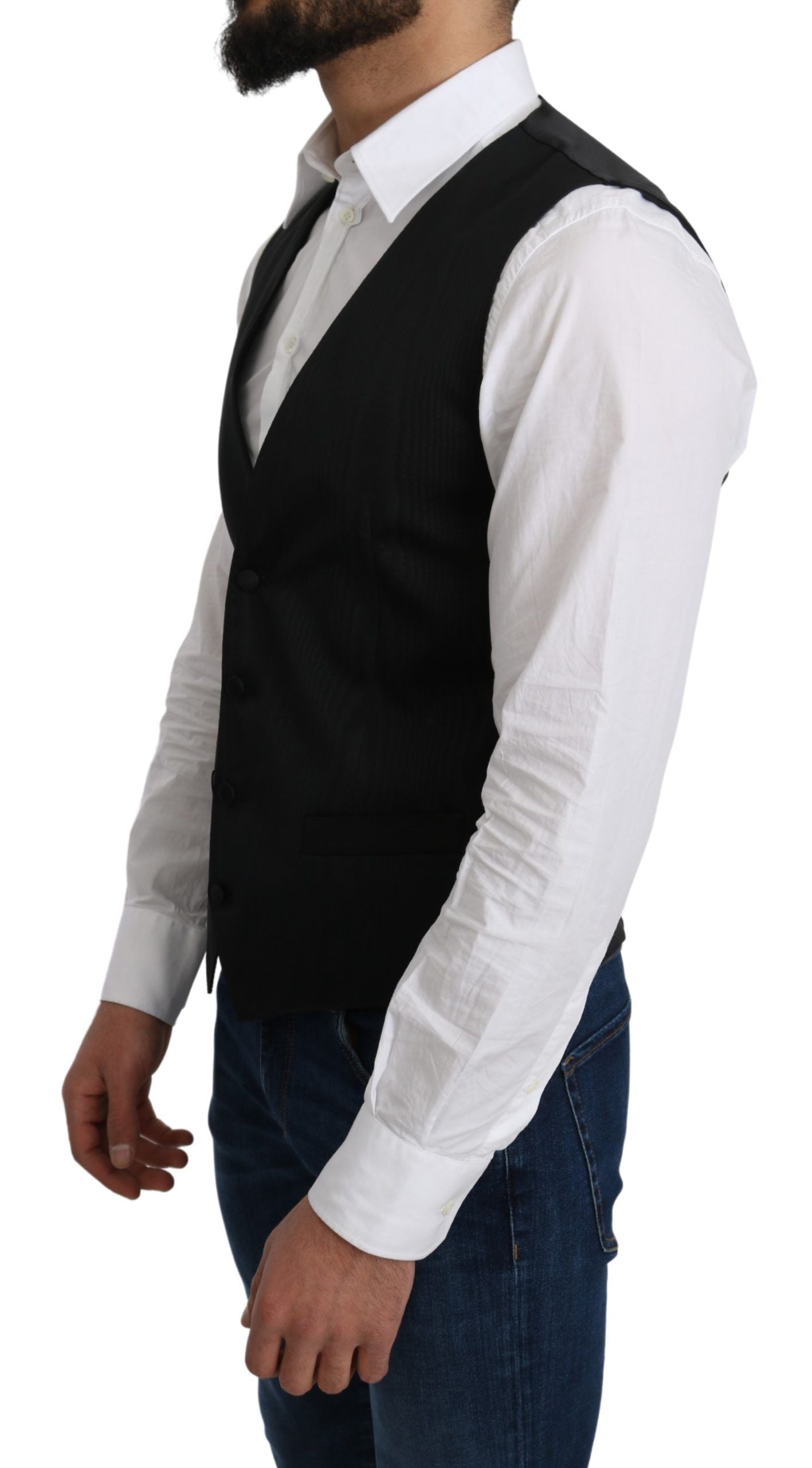 Gilet de costume formel gris en soie 100% de Dolce & Gabbana