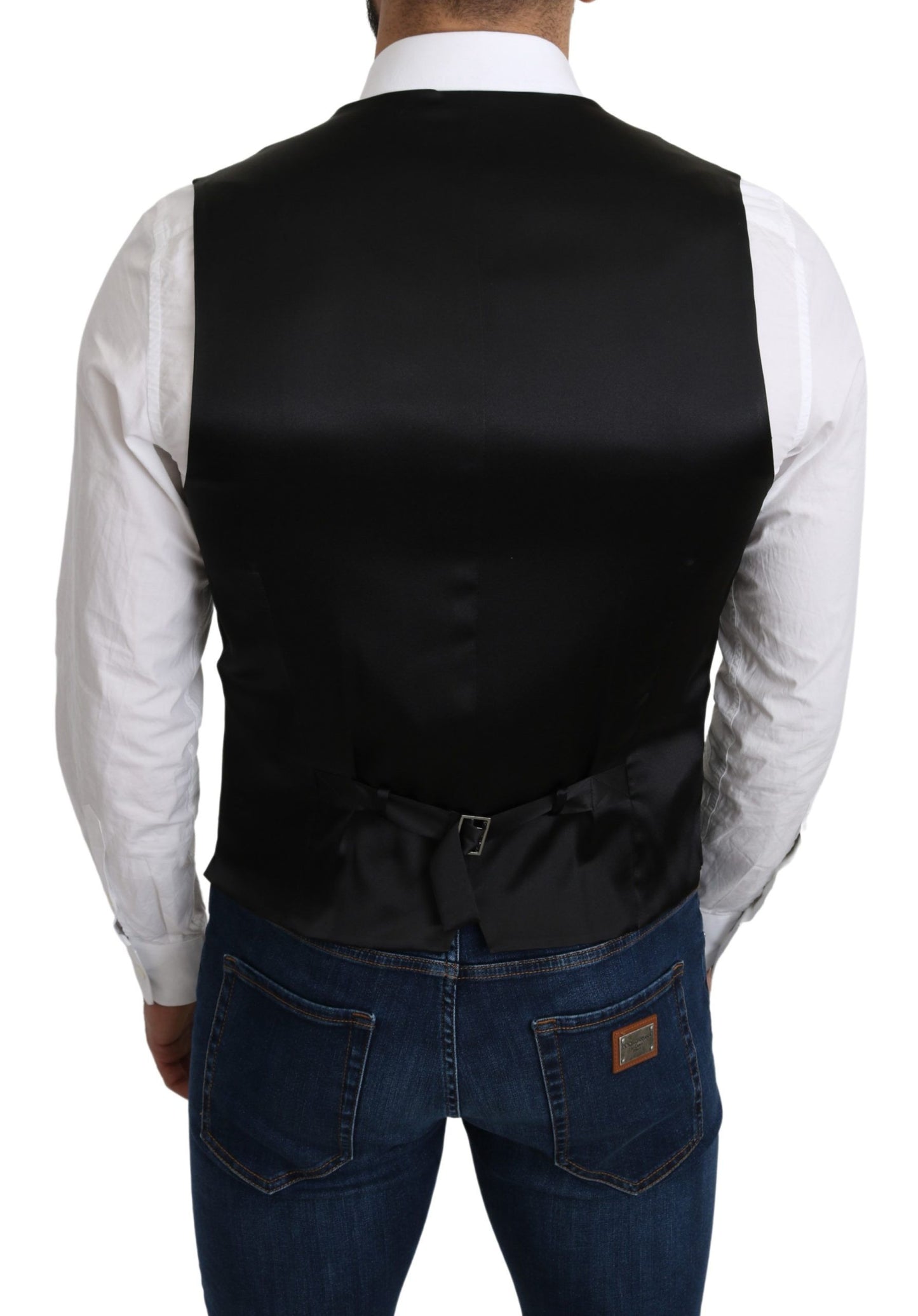 Gilet de costume formel gris en soie 100% de Dolce & Gabbana