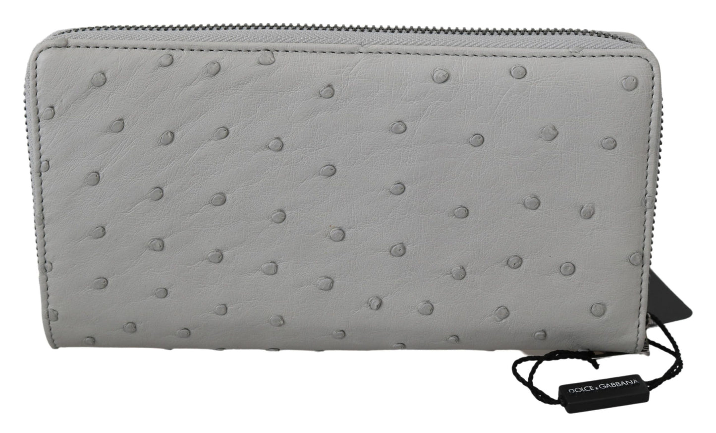 Portefeuille continental en cuir d'autruche blanc Dolce & Gabbana pour homme