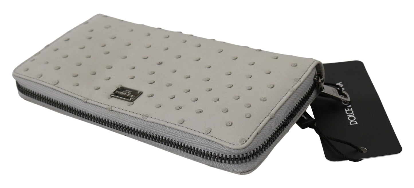 Portefeuille continental en cuir d'autruche blanc Dolce & Gabbana pour homme