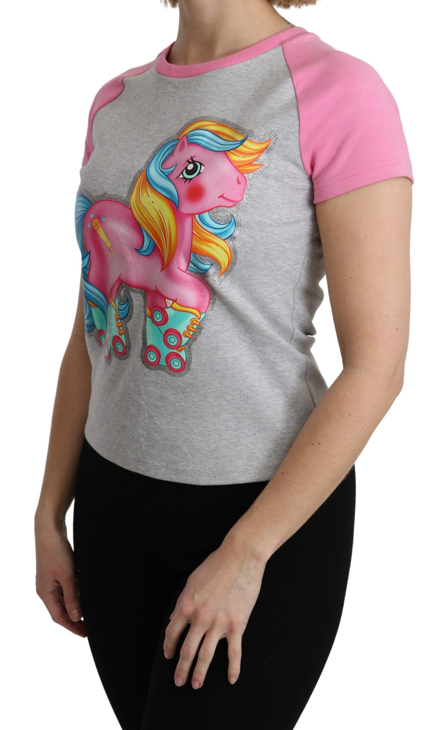 T-shirt en coton gris et rose Moschino My Little Pony