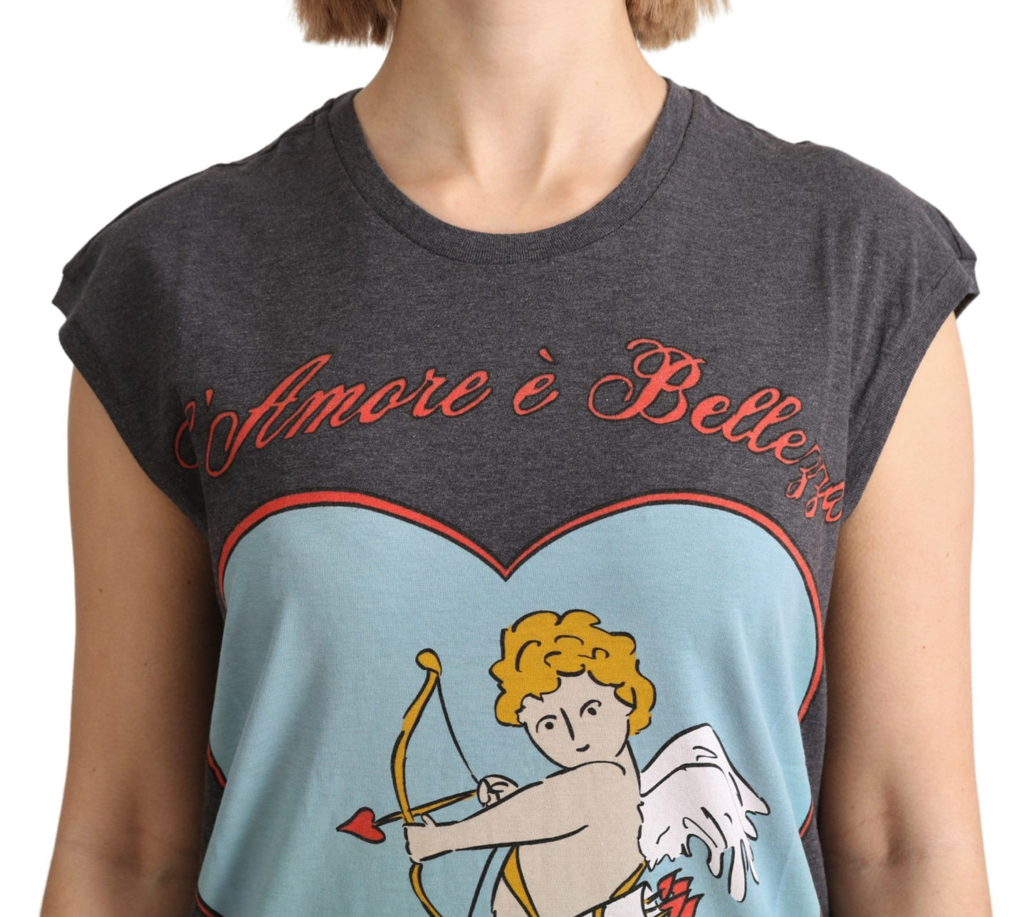 Débardeur en coton gris L'Amore de Dolce & Gabbana