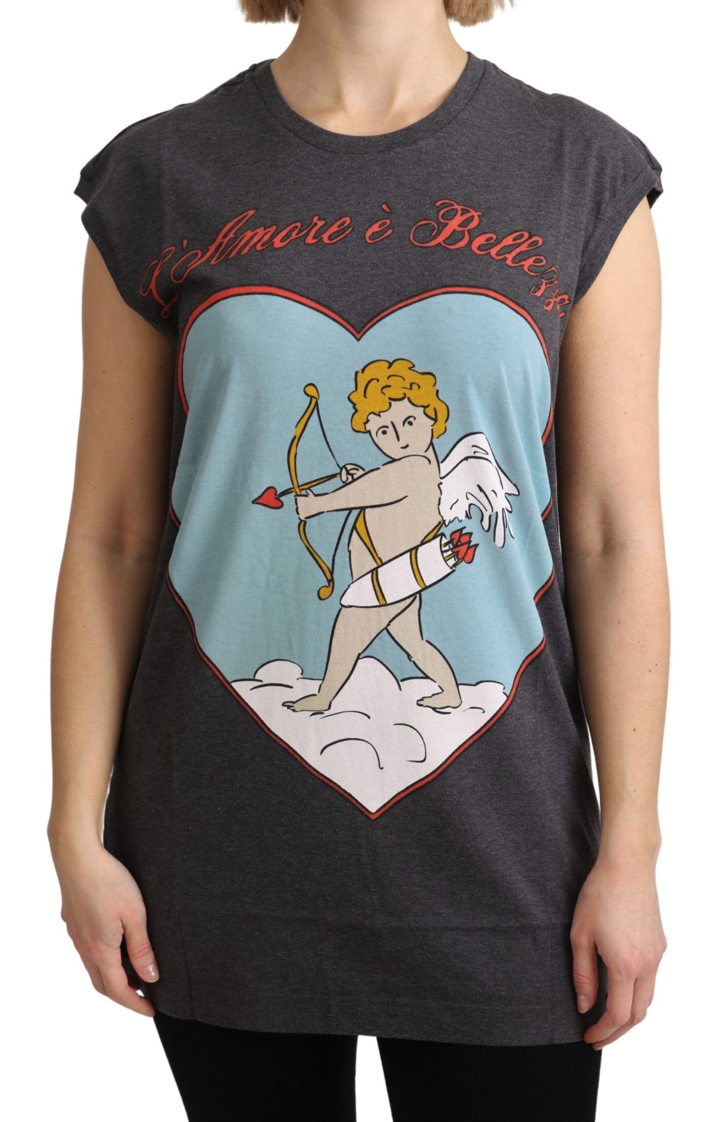 Débardeur en coton gris L'Amore de Dolce & Gabbana