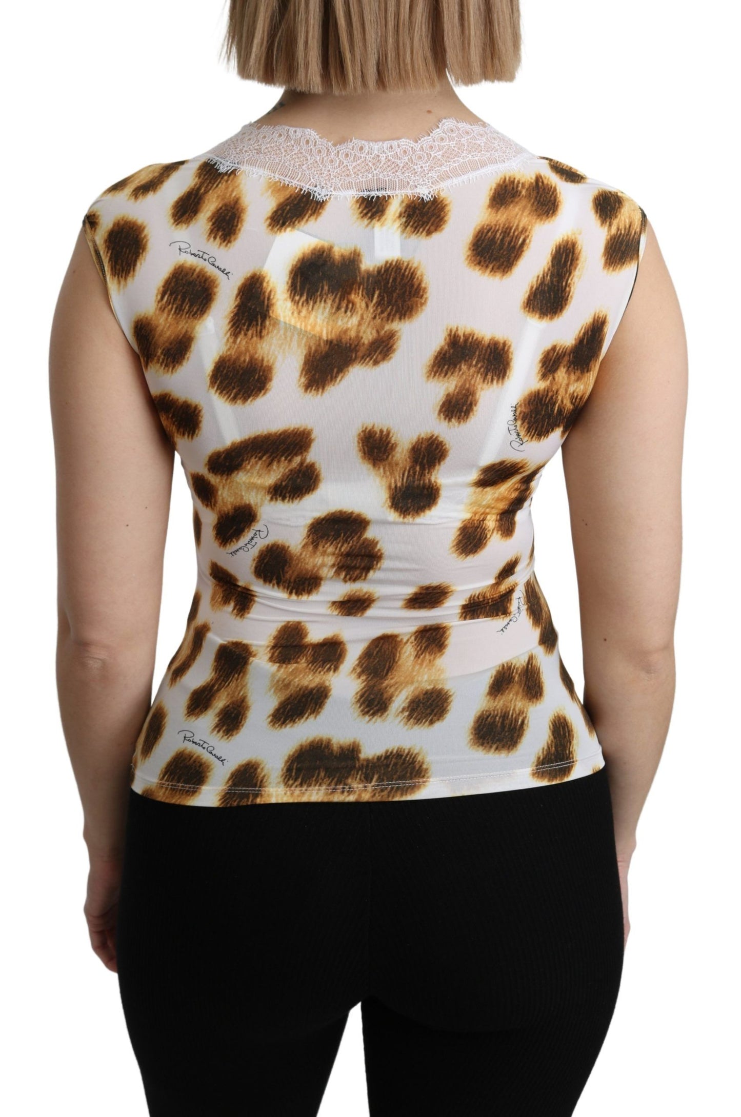 Roberto Cavalli wit-bruine camisole ondergoedblouse