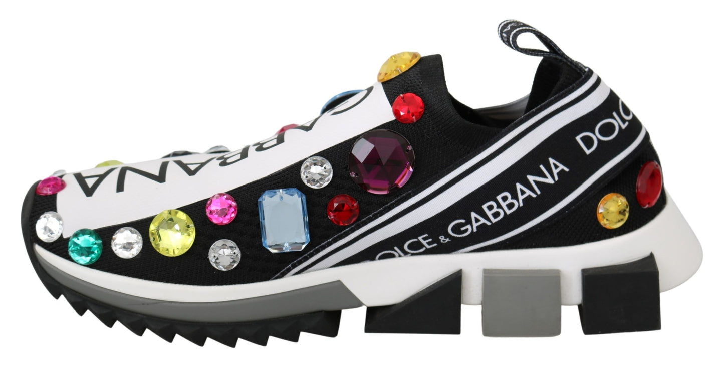 Sneakers noires et multicolores ornées de cristaux Dolce & Gabbana