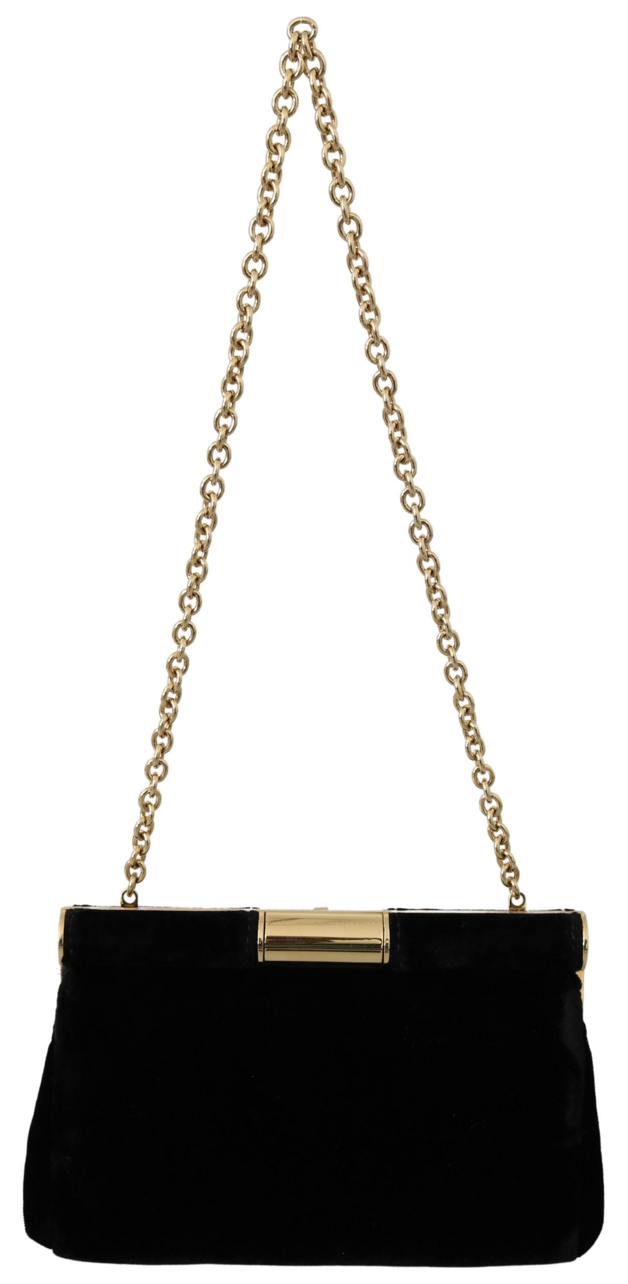 Sac bandoulière Dolce & Gabbana en velours noir avec clous en cristal pour femme