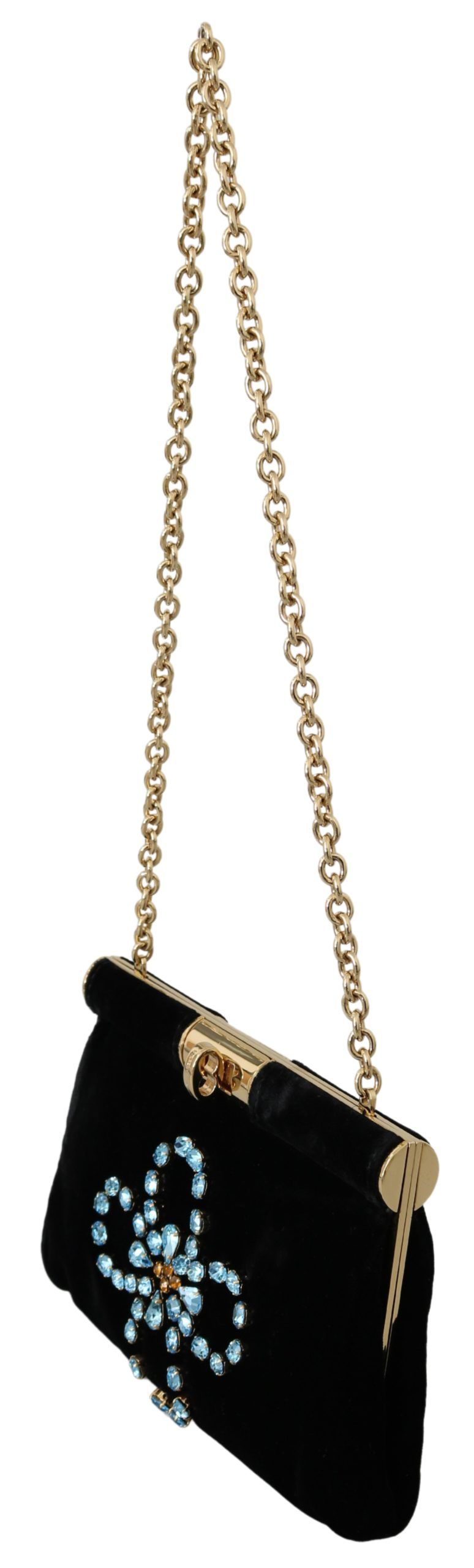 Sac bandoulière Dolce & Gabbana en velours noir avec clous en cristal pour femme