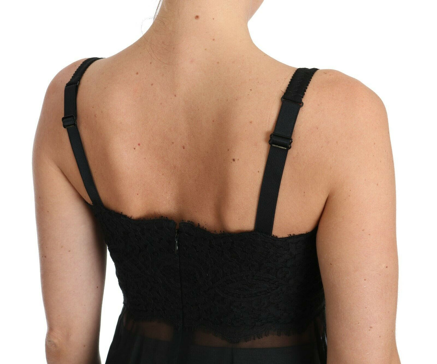 Chemise-robe en dentelle de soie noire Dolce & Gabbana, lingerie.