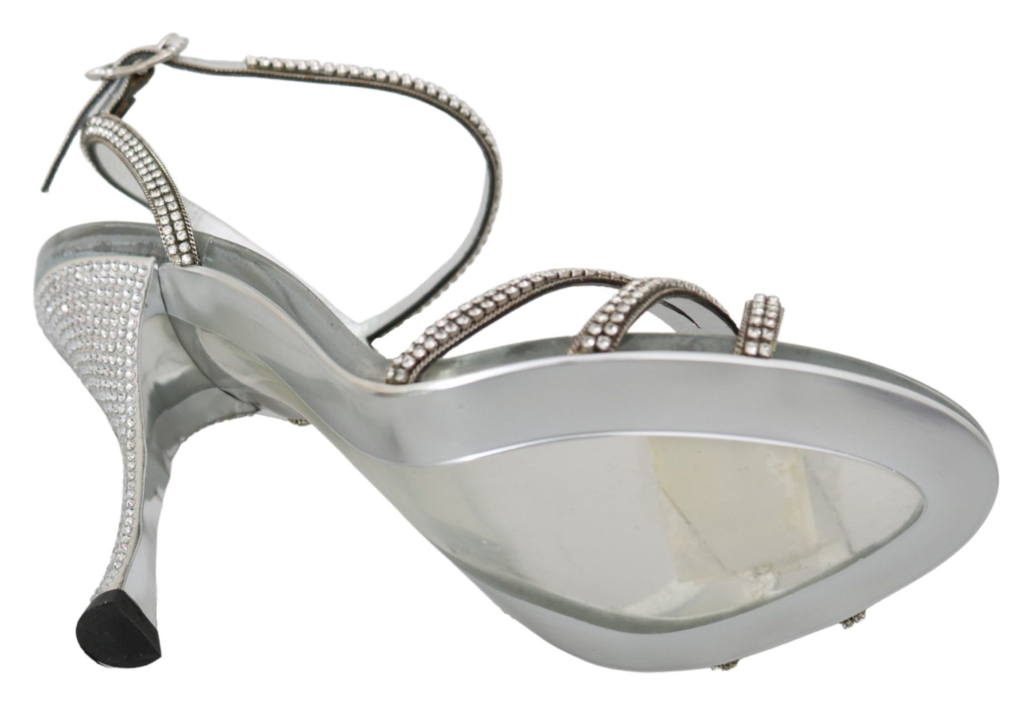 Sandales à bride de cheville en cristal argenté Dolce & Gabbana