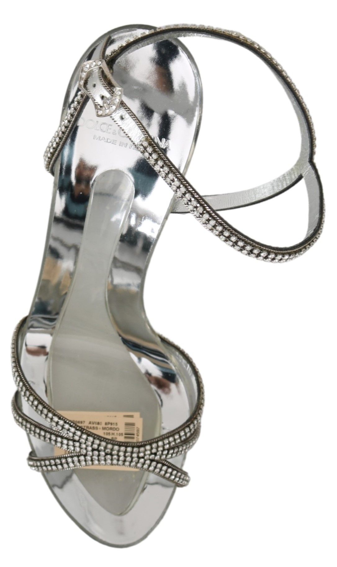 Sandales à bride de cheville en cristal argenté Dolce & Gabbana