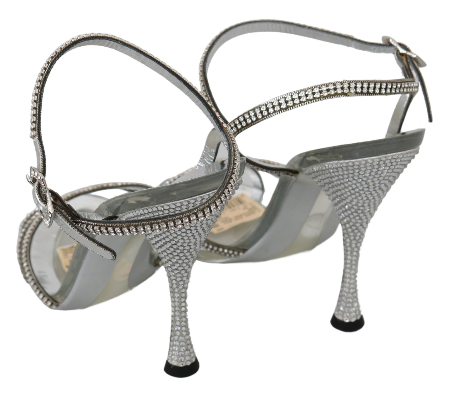 Sandales à bride de cheville en cristal argenté Dolce & Gabbana