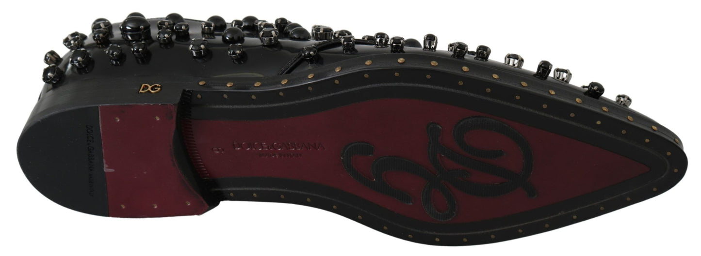 Dolce & Gabbana leren schoenen met kristallen en brogue-details in het zwart.
