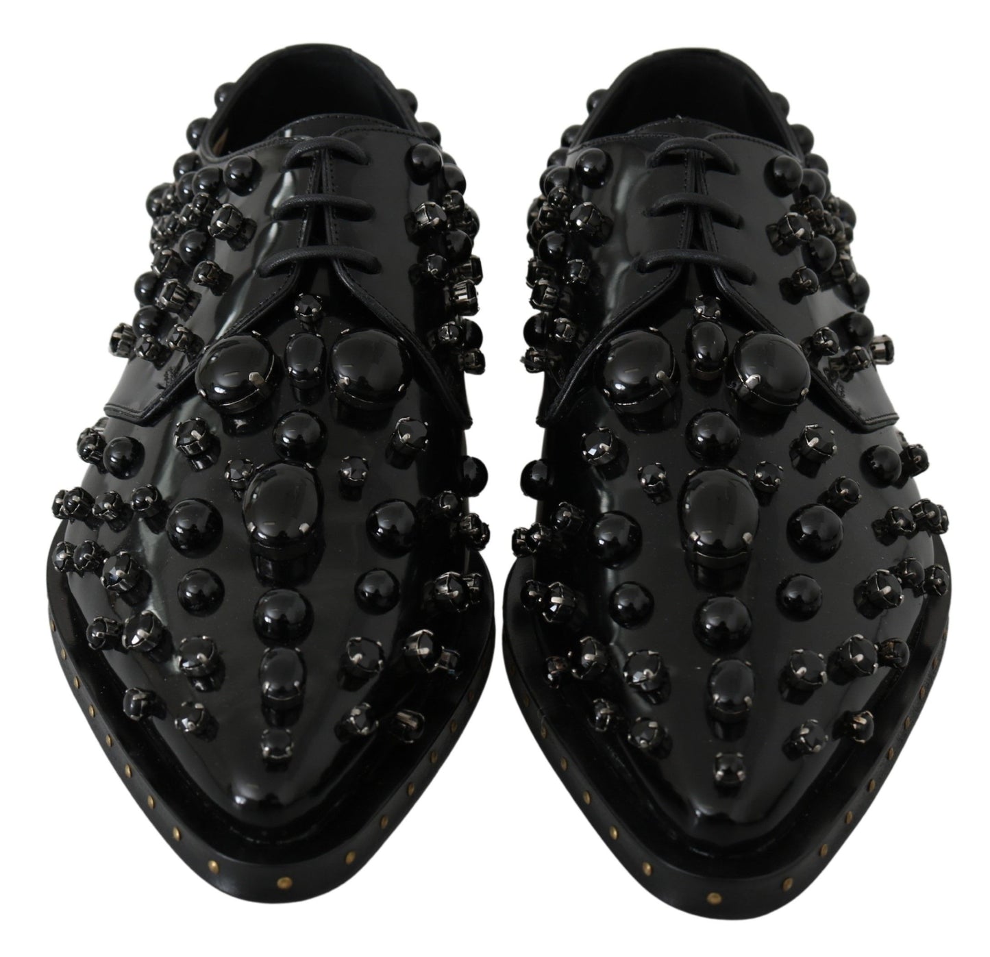 Dolce & Gabbana leren schoenen met kristallen en brogue-details in het zwart.