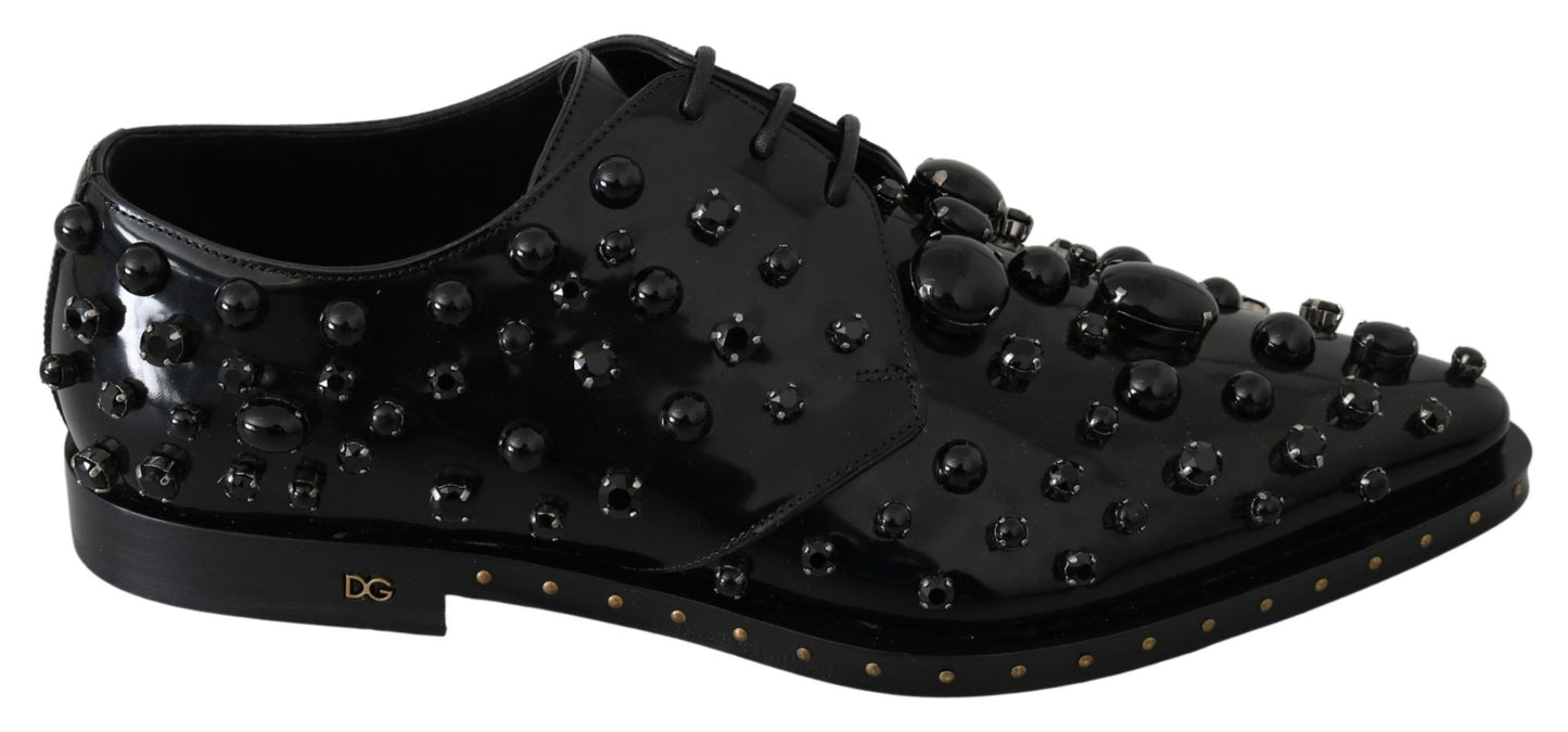 Dolce & Gabbana leren schoenen met kristallen en brogue-details in het zwart.