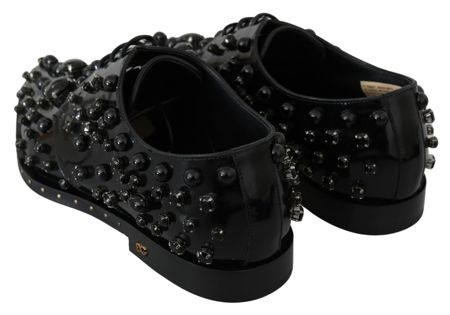 Dolce & Gabbana leren schoenen met kristallen en brogue-details in het zwart.