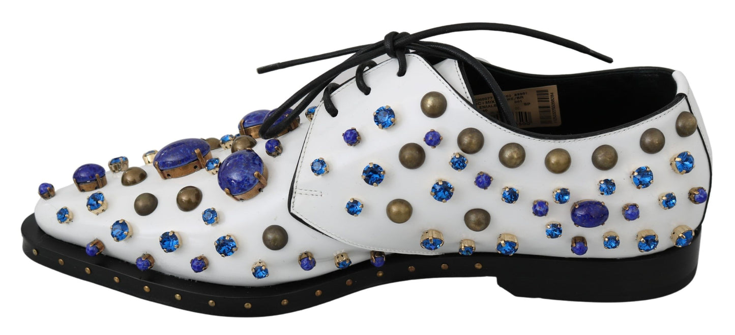 Dolce & Gabbana witte leren jurk met kristallen en brogue schoenen