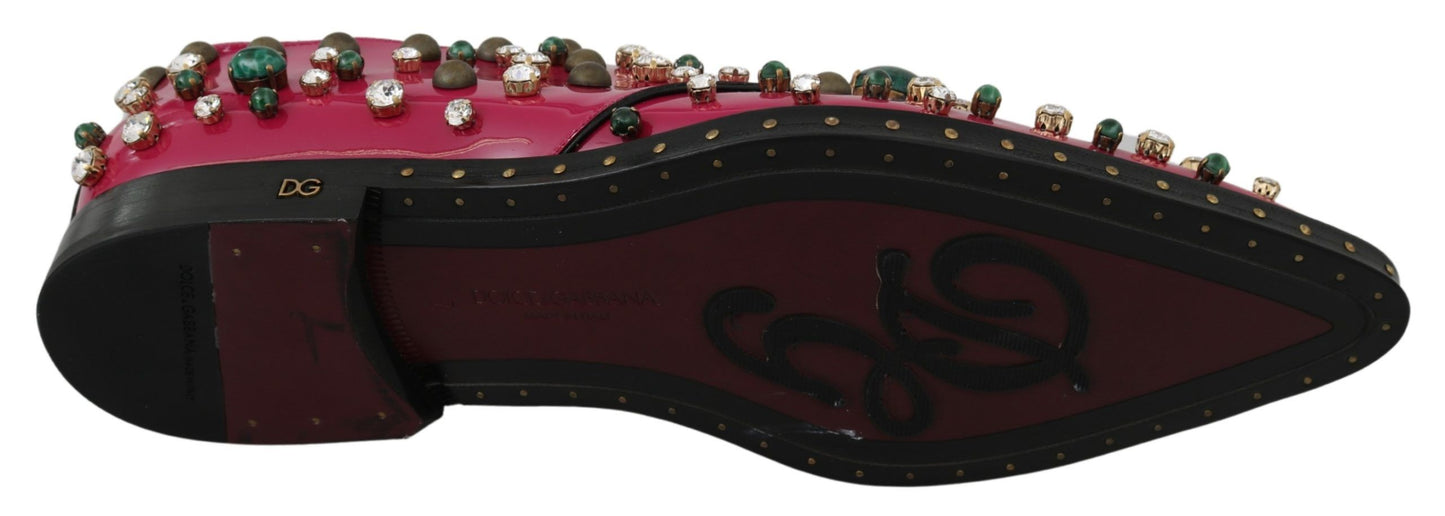 Dolce & Gabbana roze leren jurk met kristallen en brogue schoenen