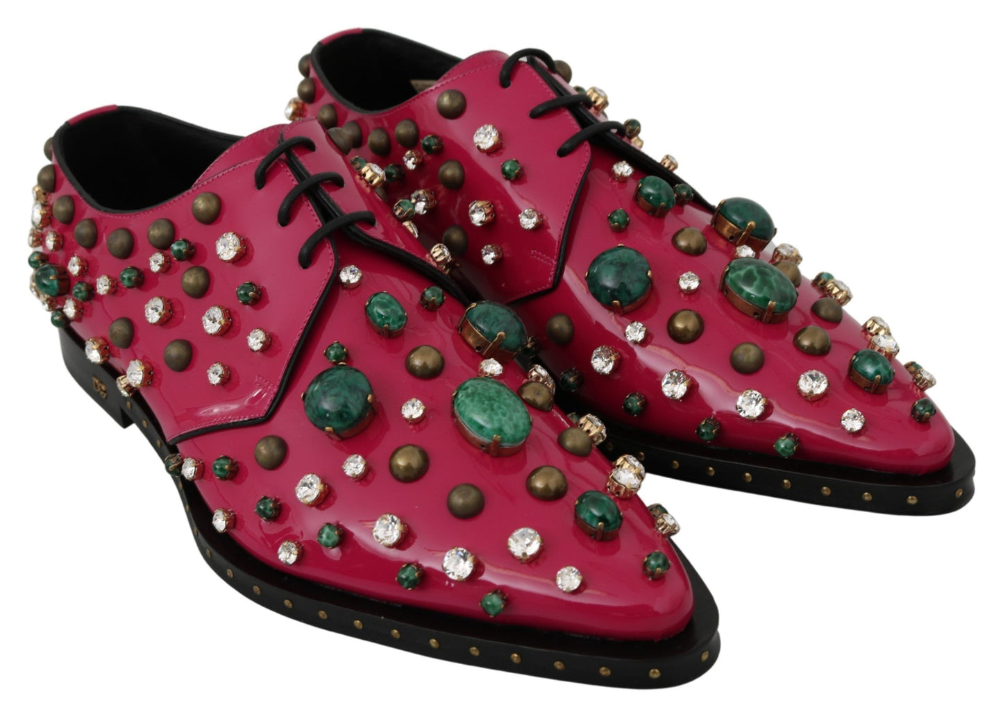 Dolce & Gabbana roze leren jurk met kristallen en brogue schoenen