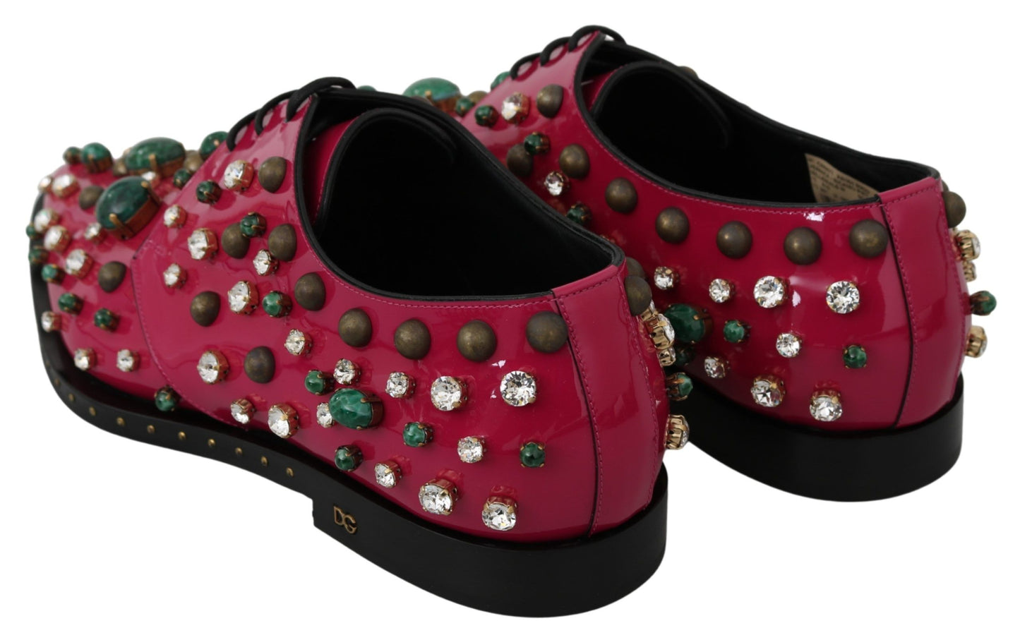 Dolce & Gabbana roze leren jurk met kristallen en brogue schoenen