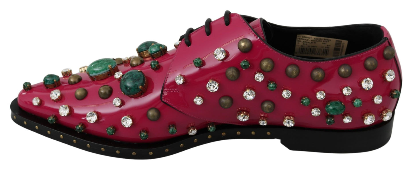 Dolce & Gabbana roze leren jurk met kristallen en brogue schoenen