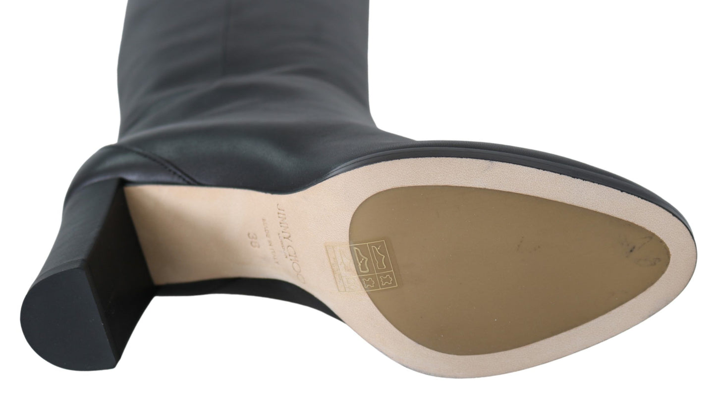 Jimmy Choo elegante zwarte leren enkellaarzen met hak