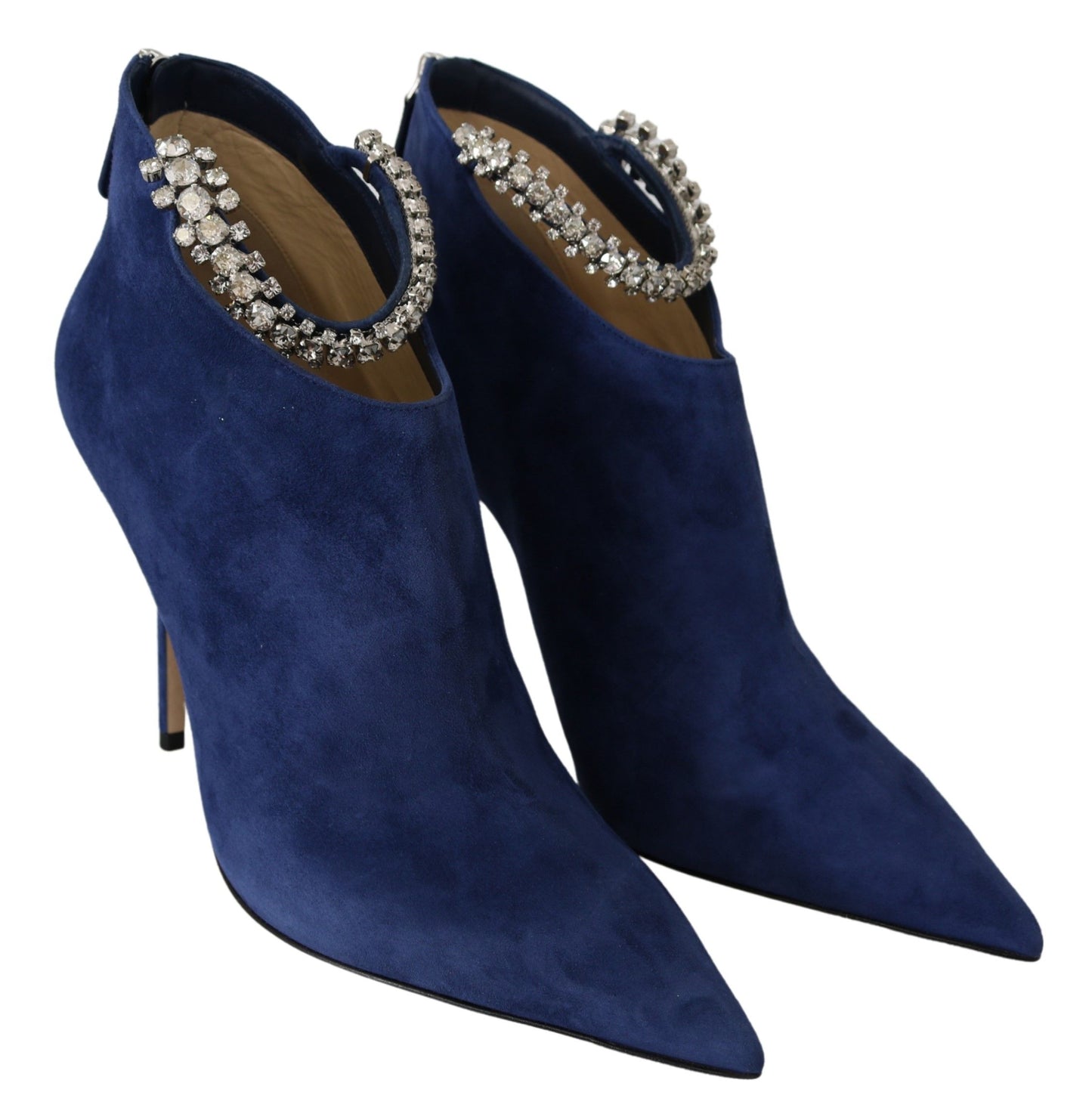 Bottines à talons Pop bleues avec lacets en cristal de Jimmy Choo