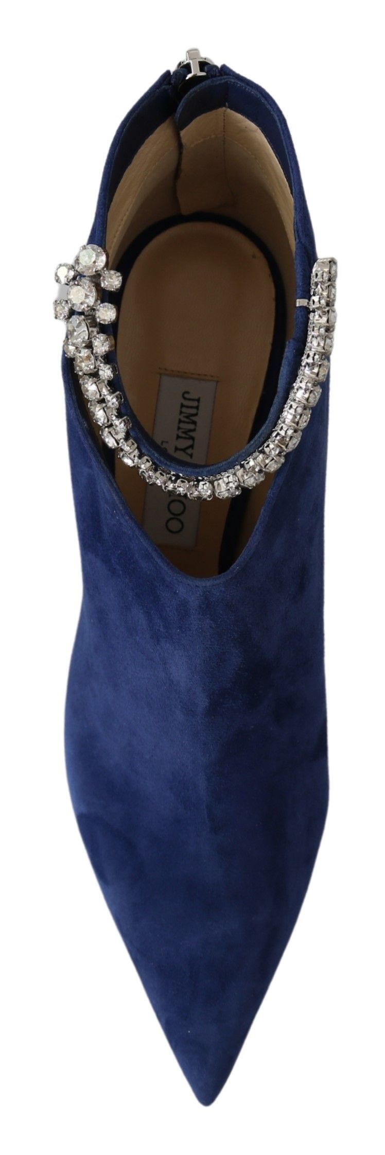 Bottines à talons Pop bleues avec lacets en cristal de Jimmy Choo