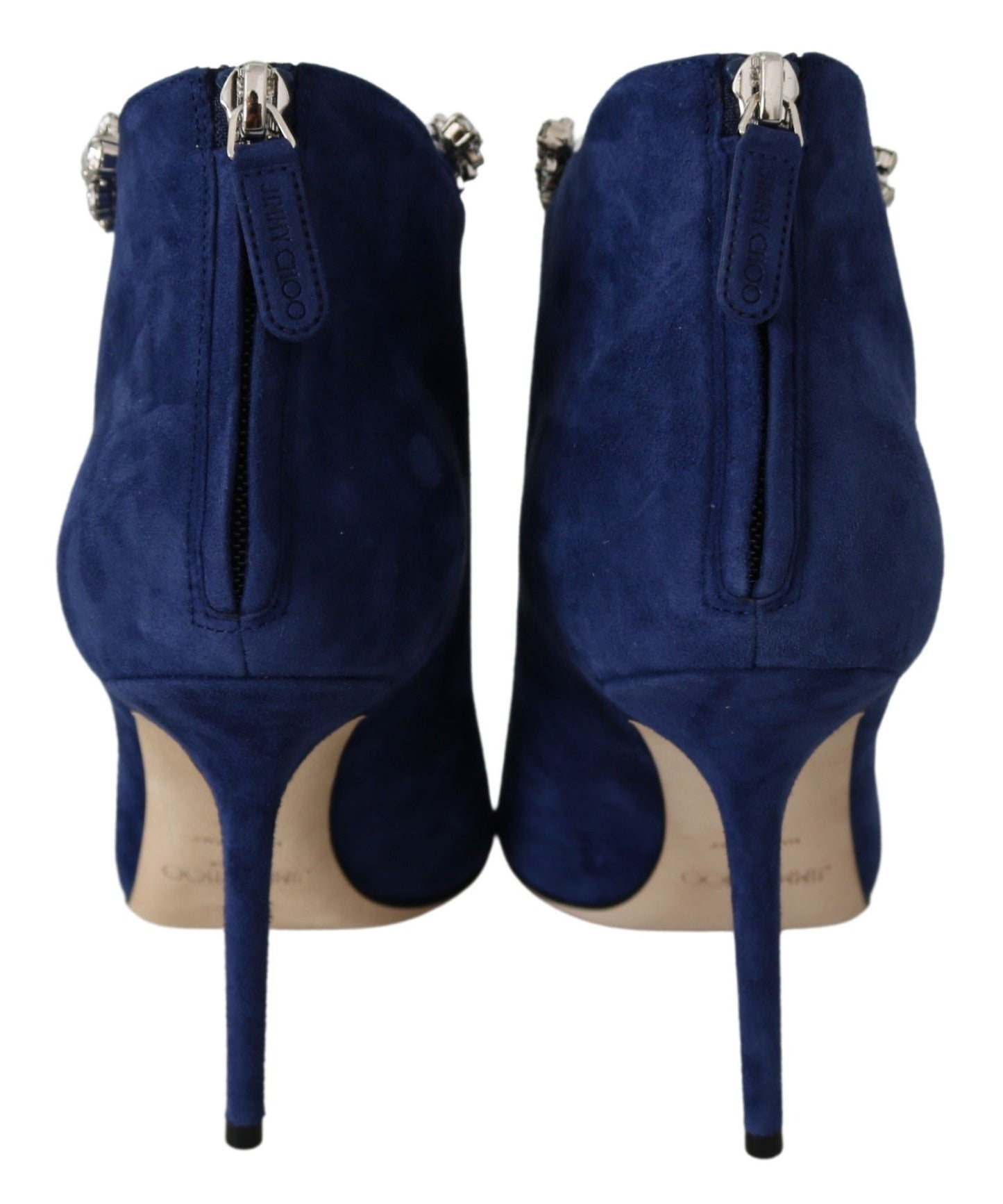 Bottines à talons Pop bleues avec lacets en cristal de Jimmy Choo
