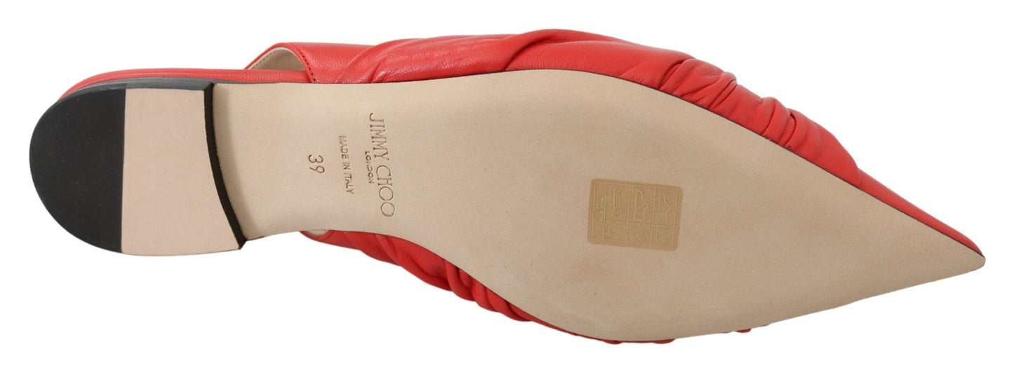 Boutures plates en cuir à bout pointu, rouge, modèle Chic de Jimmy Choo