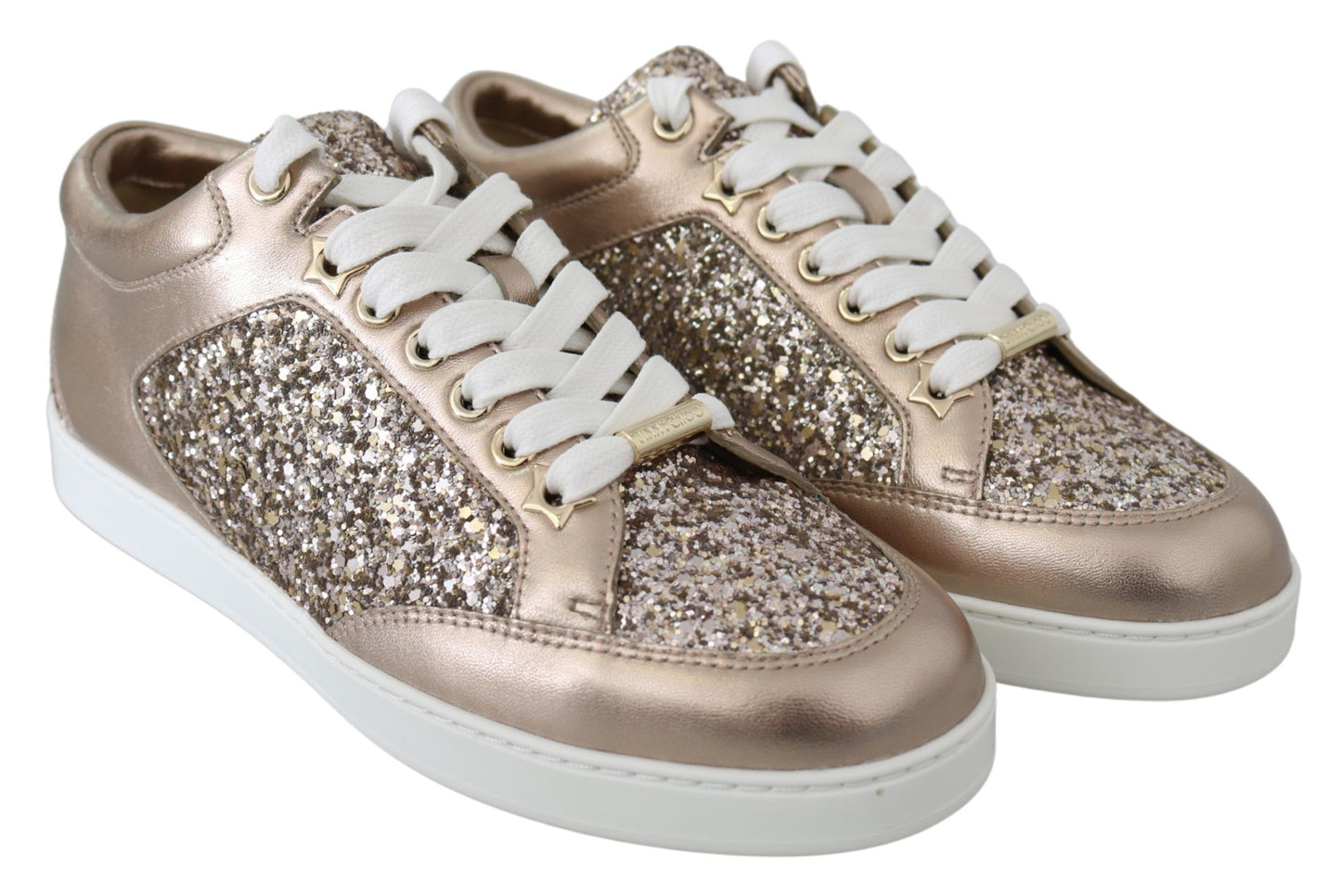 Sneakers en cuir rose pailleté à motif ballet de Jimmy Choo