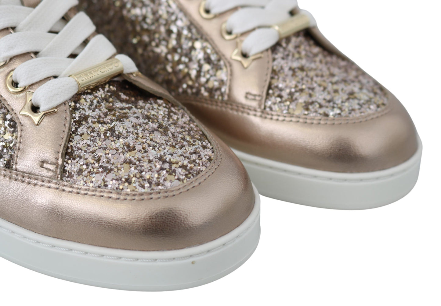 Sneakers en cuir rose pailleté à motif ballet de Jimmy Choo