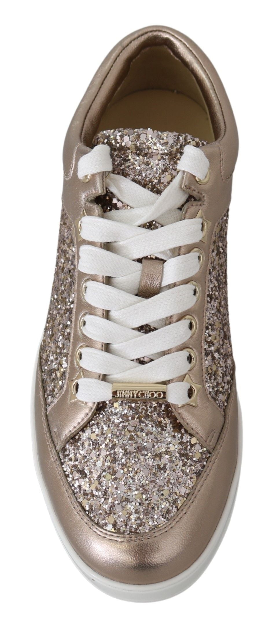 Sneakers en cuir rose pailleté à motif ballet de Jimmy Choo