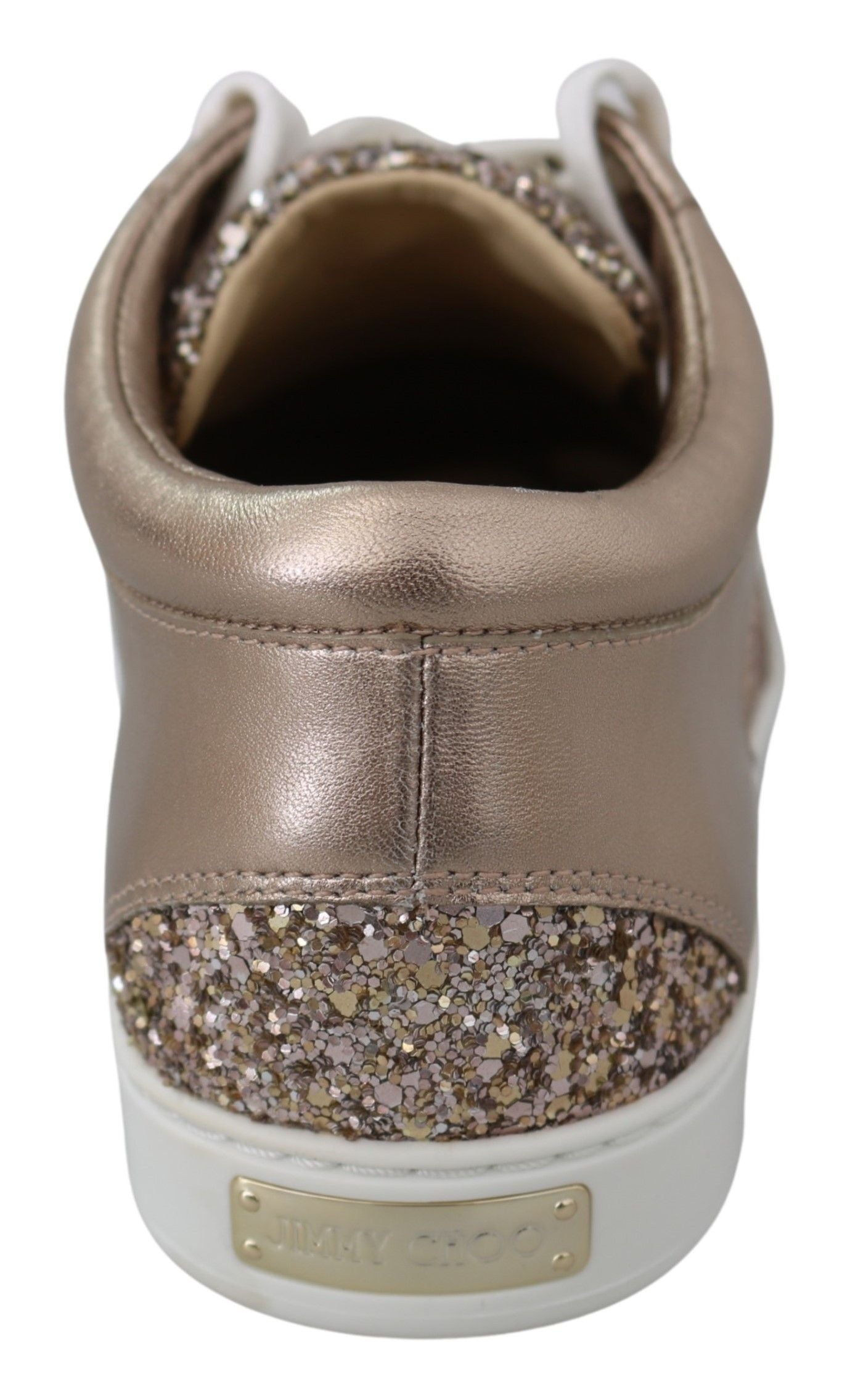 Sneakers en cuir rose pailleté à motif ballet de Jimmy Choo