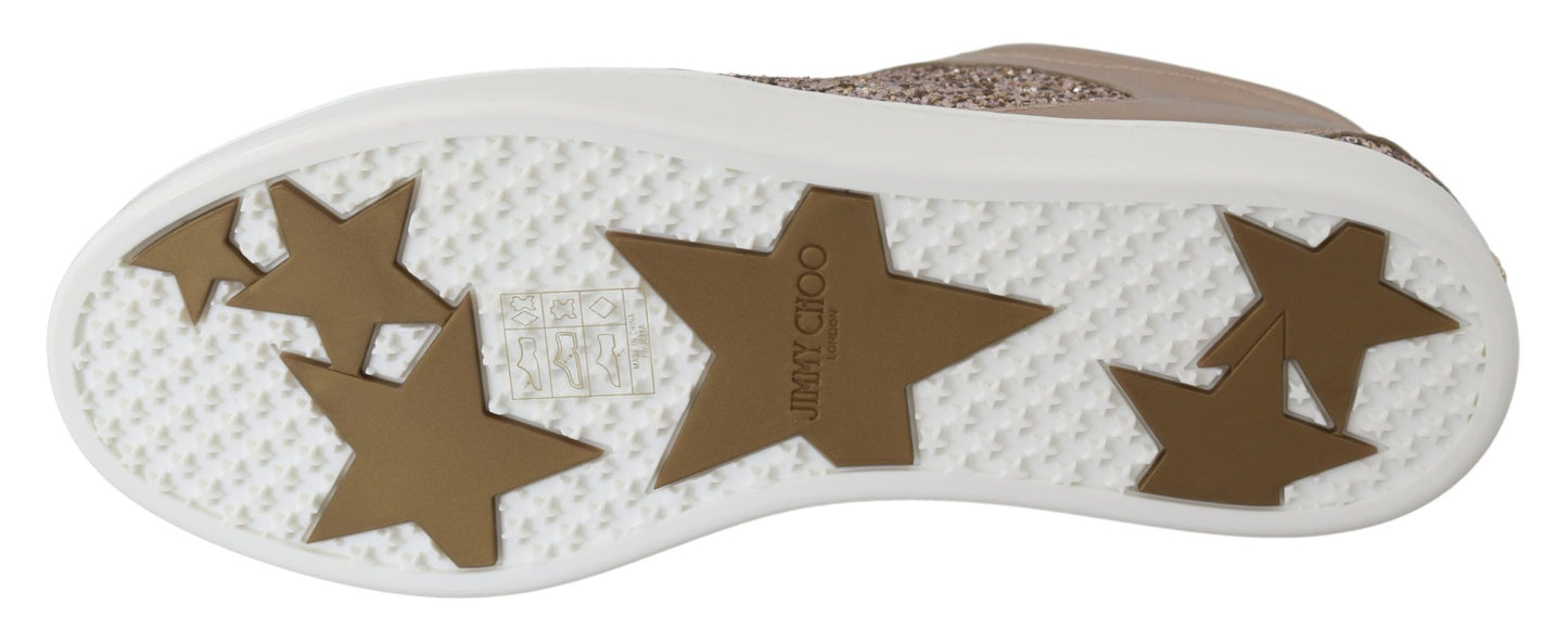 Sneakers en cuir rose pailleté à motif ballet de Jimmy Choo