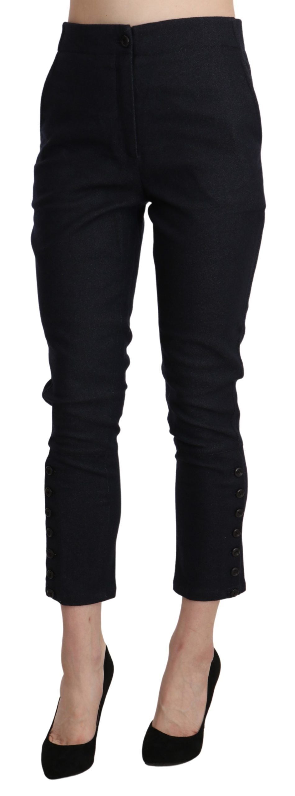 Pantalon capri court en coton noir taille haute d'Ermanno Scervino