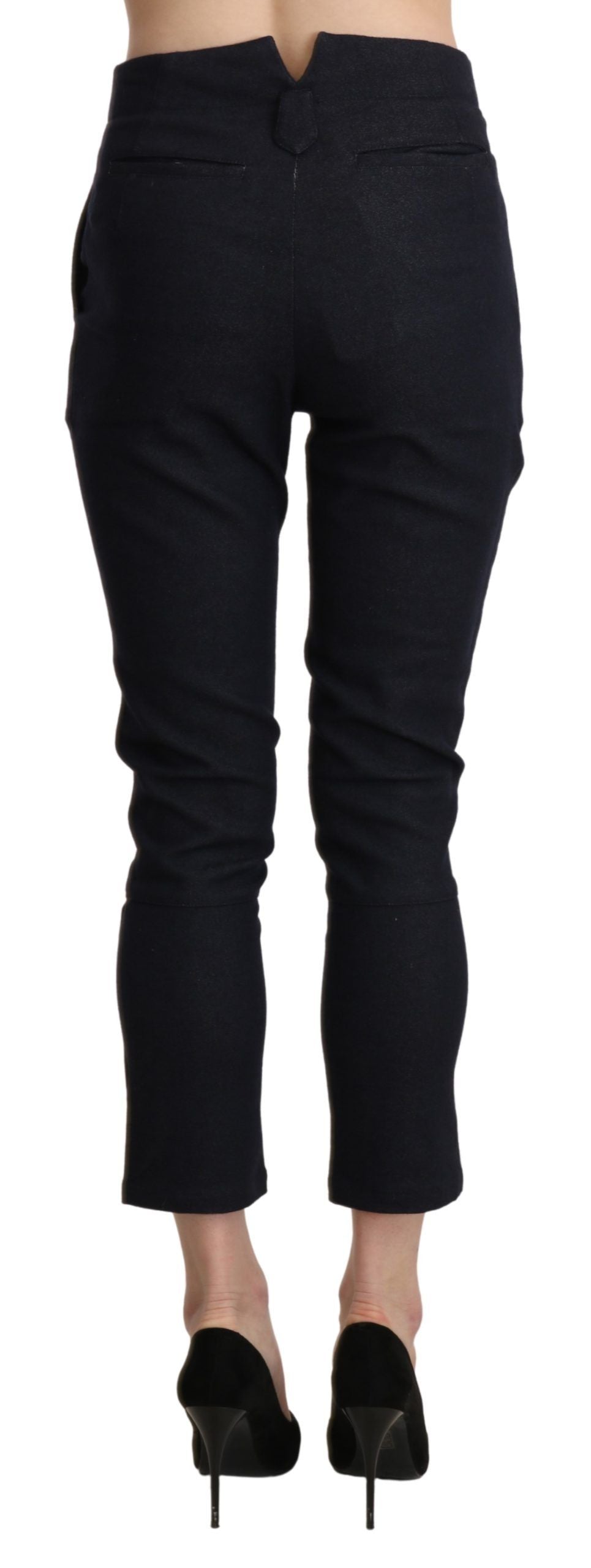 Pantalon capri court en coton noir taille haute d'Ermanno Scervino
