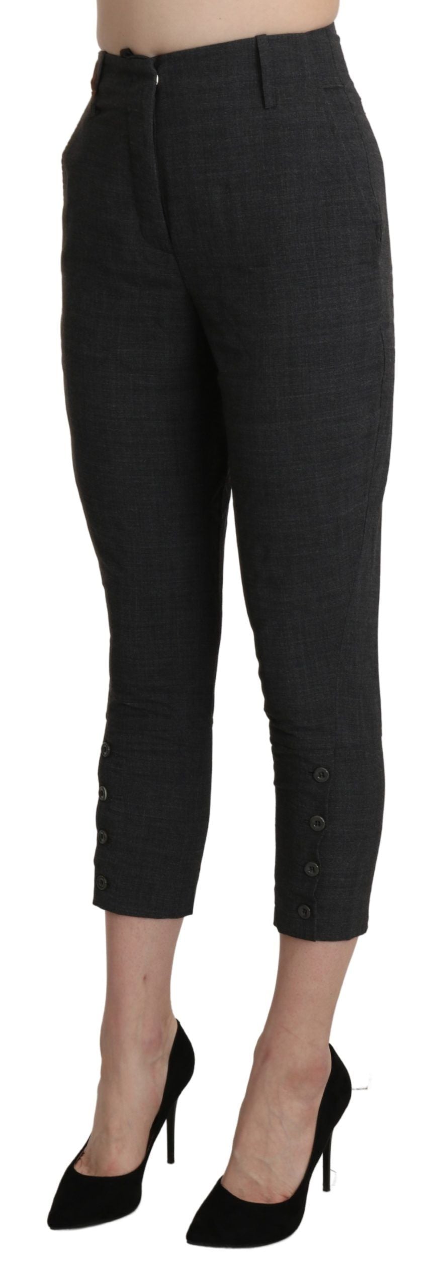 Pantalon capri court en coton gris taille haute d'Ermanno Scervino