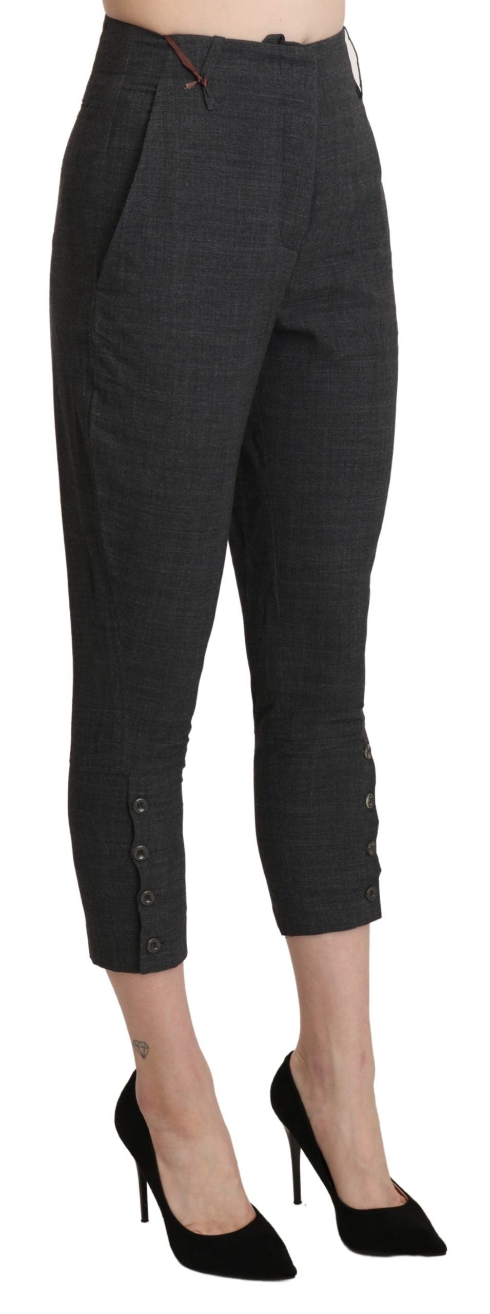 Pantalon capri court en coton gris taille haute d'Ermanno Scervino