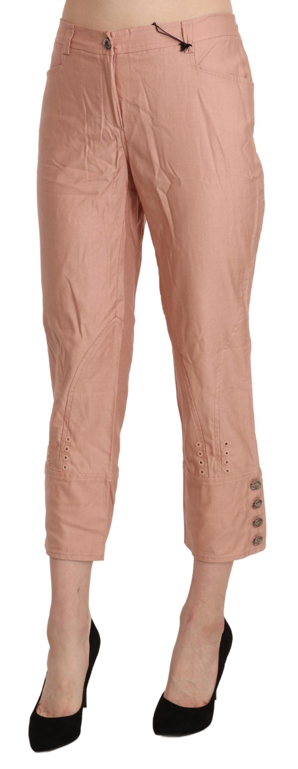 Ermanno Scervino katoenen, roze, cropped broek met hoge taille