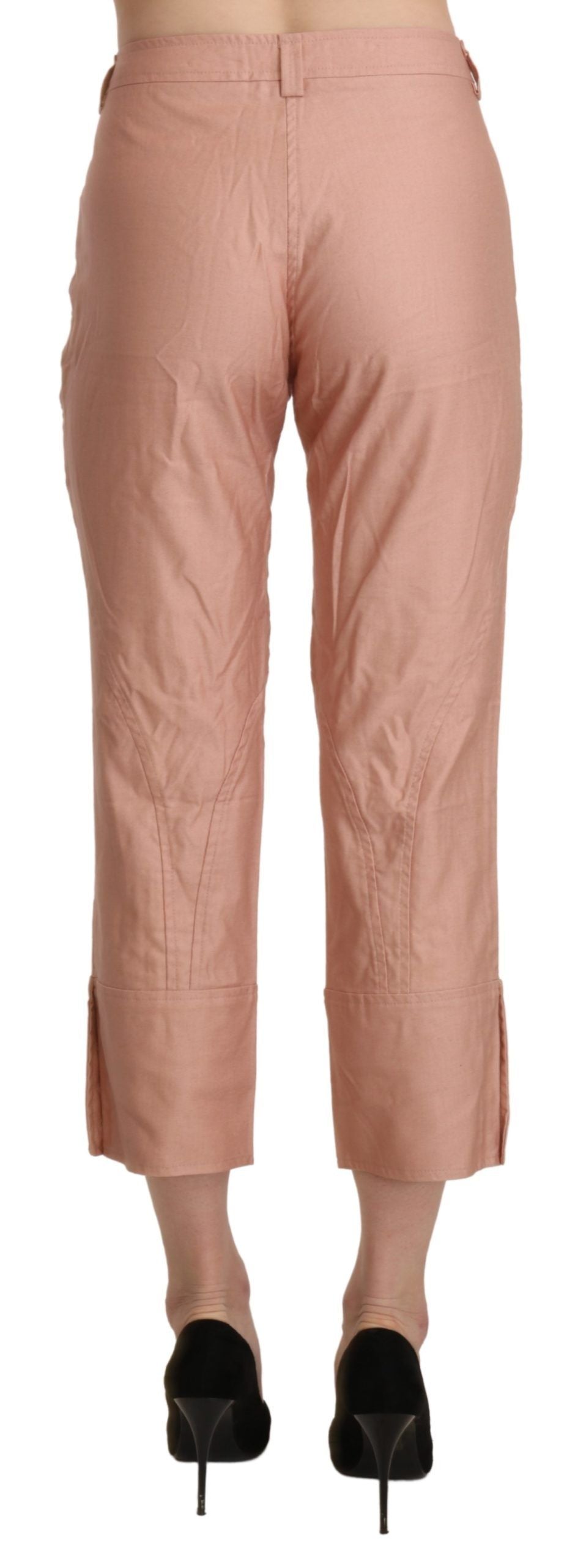 Ermanno Scervino katoenen, roze, cropped broek met hoge taille