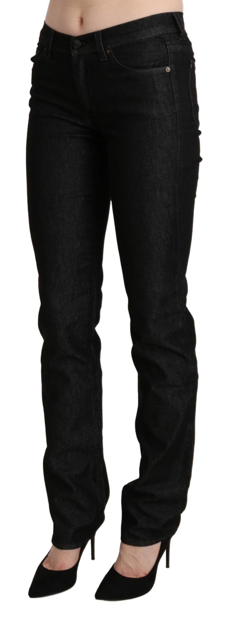 Pantalon en jean slim et skinny noir taille mi-hauteur d'Ermanno Scervino